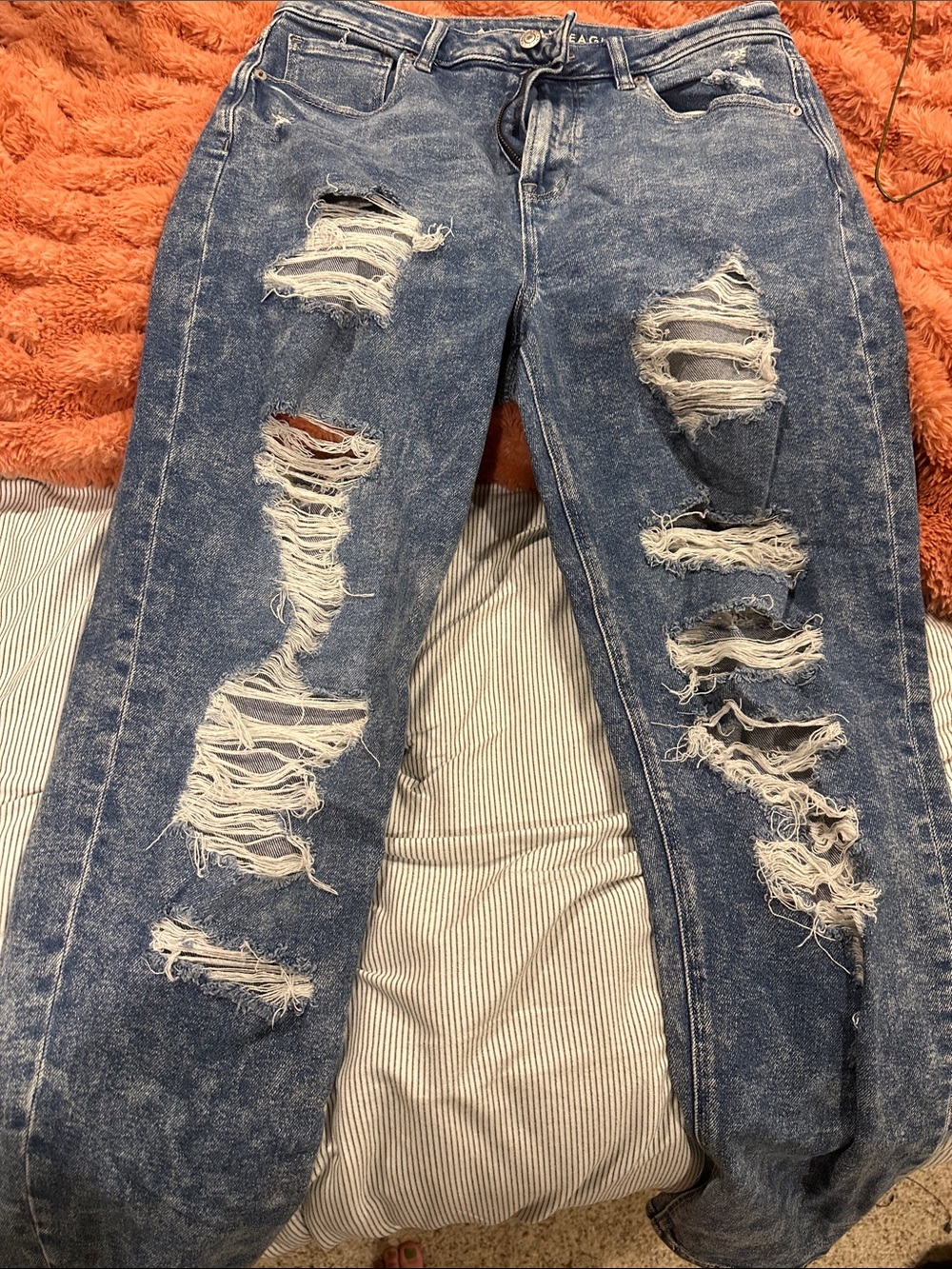 American Eagle Outfitters Distressed Light Blue Boyfriend Jeans